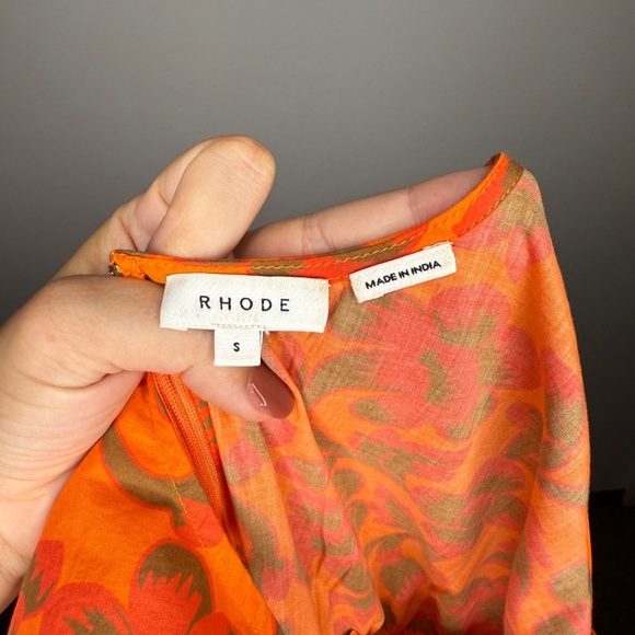 RHODE Tilda Floral Dress Bold Orange Red Size S - Picture 5 of 6